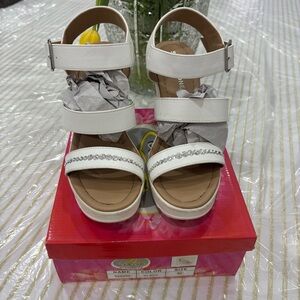Sun + Stone White Platform Wedges Size 7
